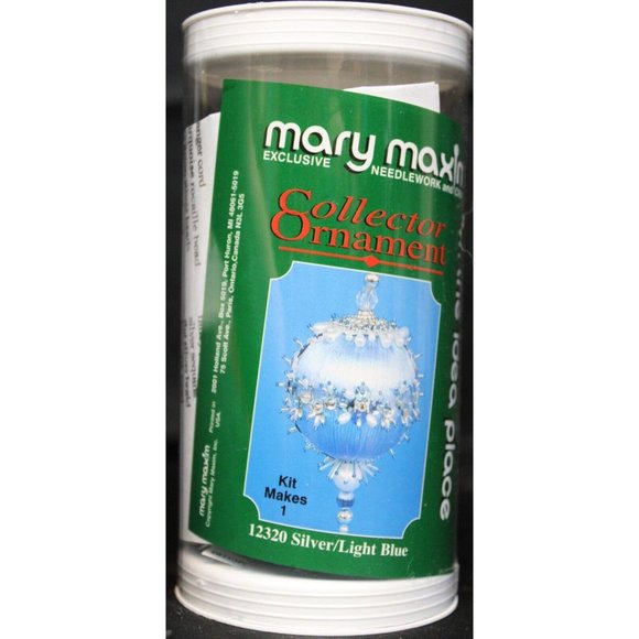 2001 Mary Maxim Collector Ornament Craft Kit Silver Light Blue Ball Pins Beads - Picture 5 of 6